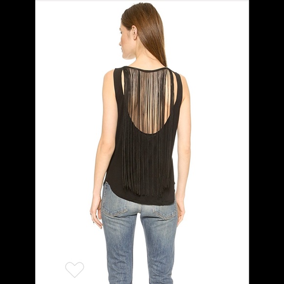 Dark Red Open Back/Fringe Top with Front Keyhole - Picture 3 of 8